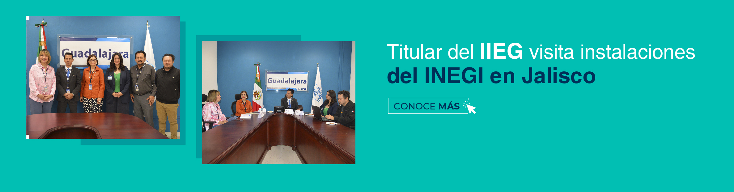 Collage de autoridades del INEGI y del IIEG.