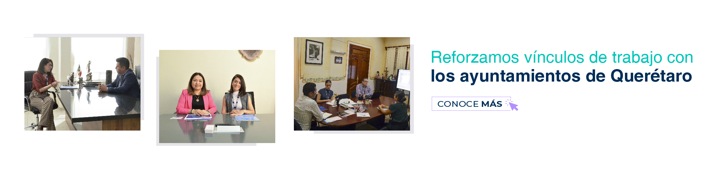 Collage de sesiones con autoridades municipales y personal del Instituto.